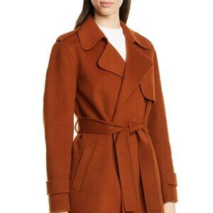 THEORY Size M Rust Wool / Cashmere Shawl Collar Coat